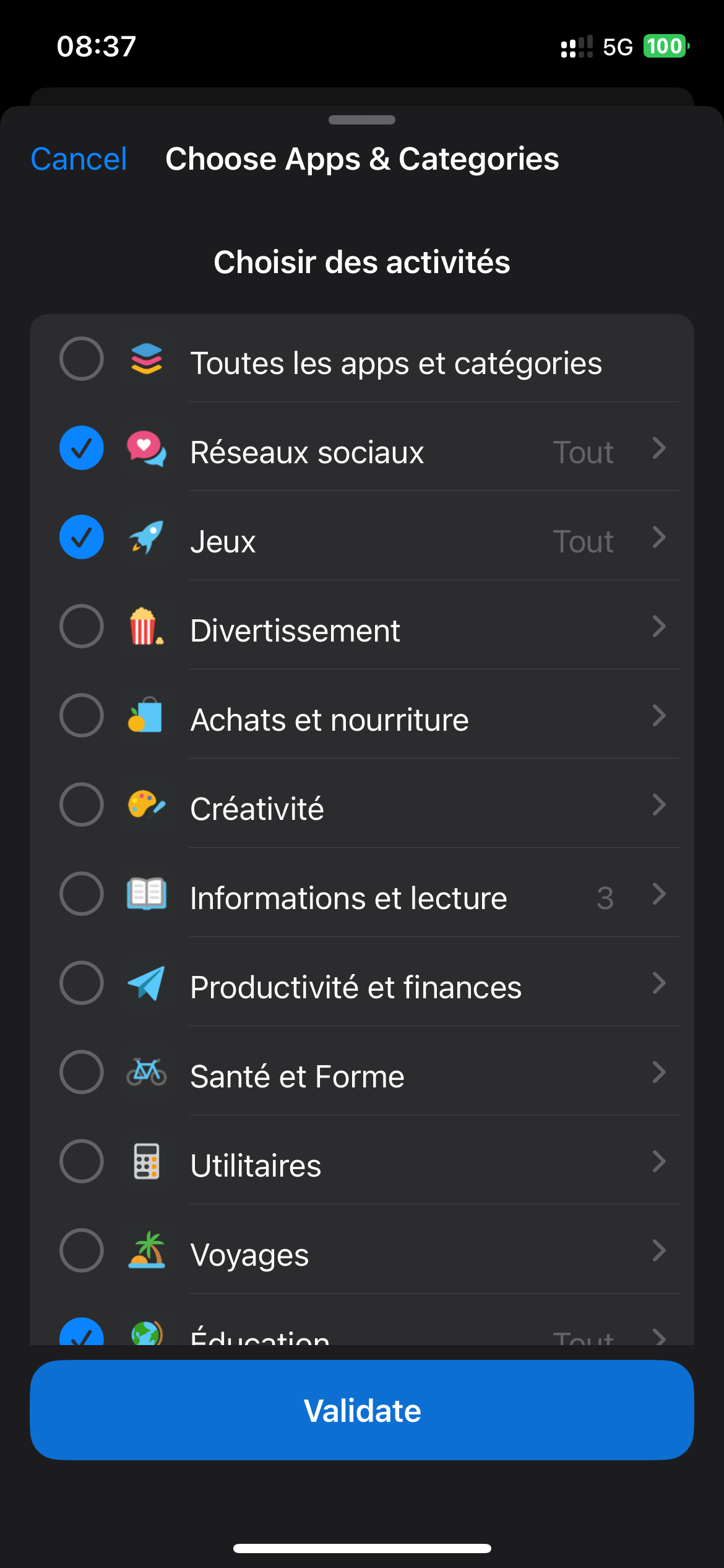 App Selection — Work4Fun Control Disabled